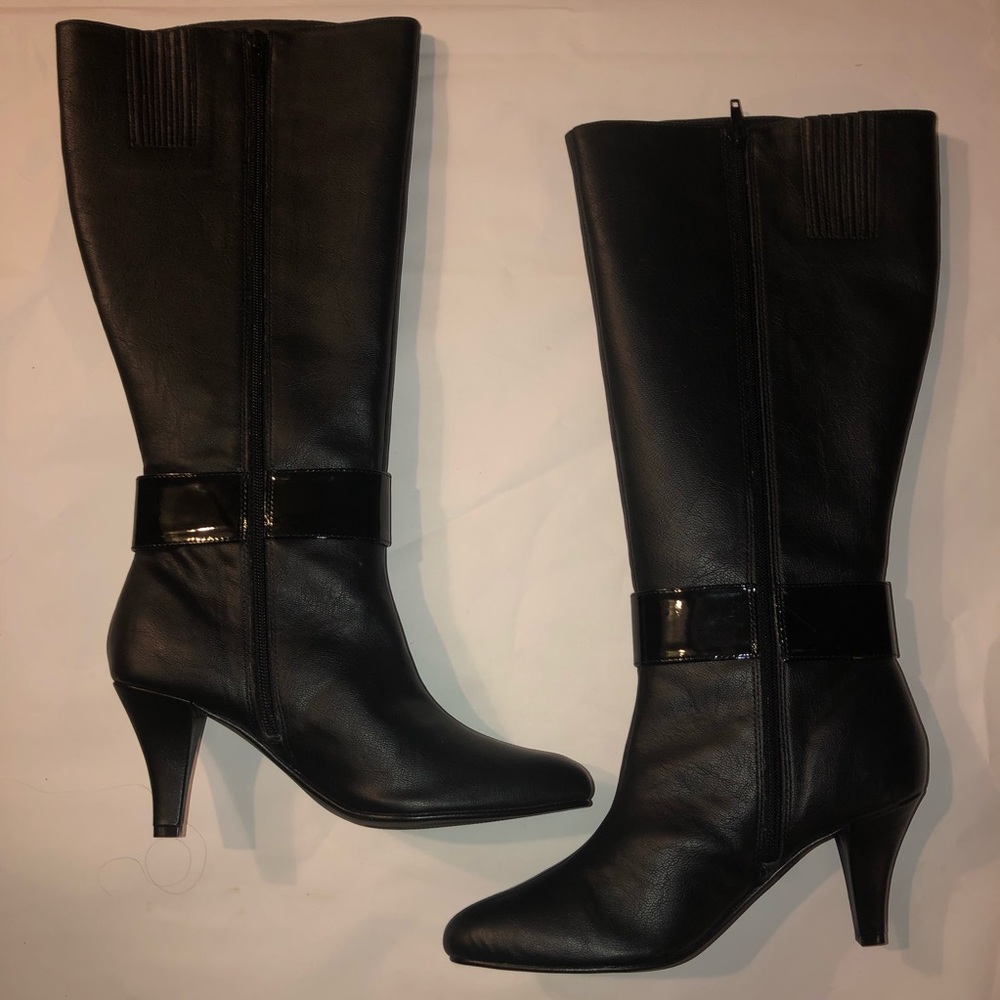 Bijou New York Black Boots with Silver Buckle NWOT